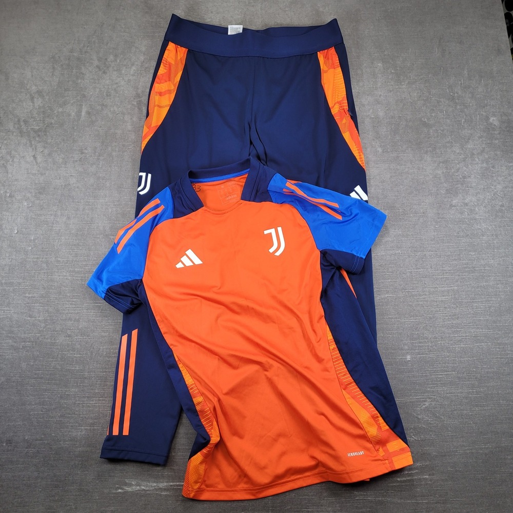 Adidas Juventus Training Suit Women L/M Orange Navy Aeroready Jersey Pants Set